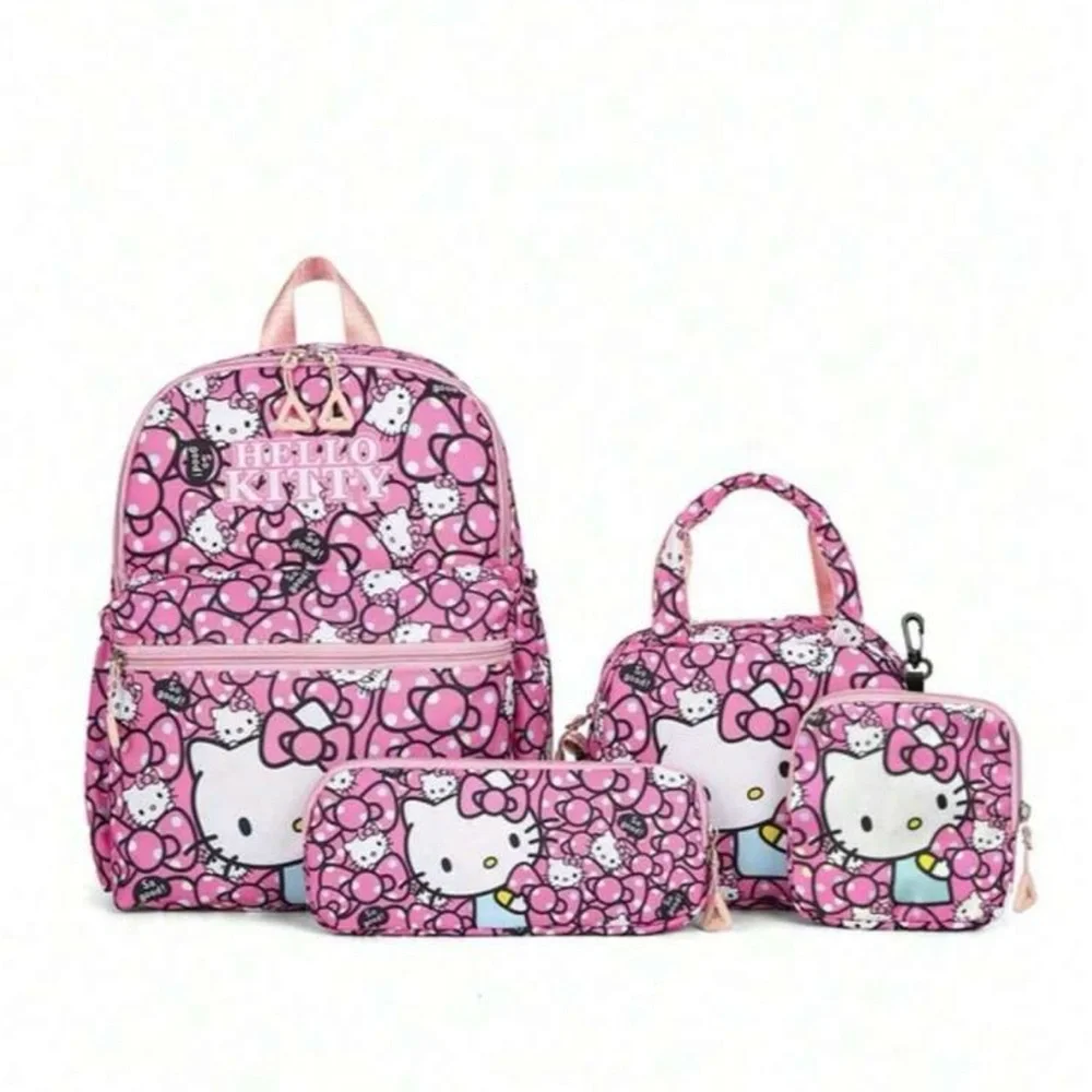 Hello kitty Sanrio backpack 4 pc set backpack, pencil case , sm bag , mini bag